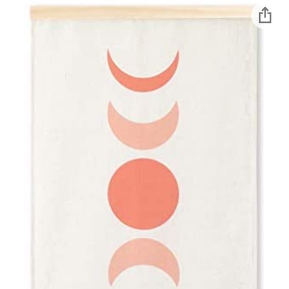 Boho Tapestry Coral Pink Lunar Moon Phase31 Lx20"W - Picture 3 of 5